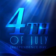 Shiny blue color text 4th of July on creative background