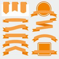 Orange Ribbons Set isolated On White Background Vector Illustration N2