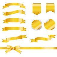 Gold Ribbons Set isolated On White Background N3