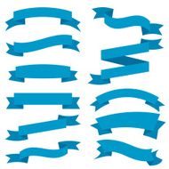 Blue Ribbons Set isolated On White Background Vector Illustration N2