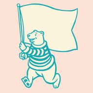 Polar Bear With Flag