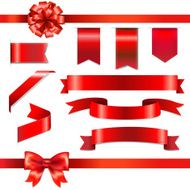 Red Bow With Ribbons Set