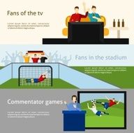 Soccer fans 2 flat banners set
