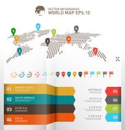 Dotted world map with infographics elements