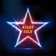 Shiny star with golden text 4th of July