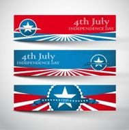 Style Banners Set with Independence Day Labels vector design