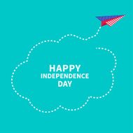 Independence day US of America Paper plane Dash line cloud