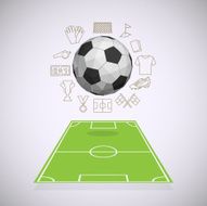 Soccer yard with thin line icons