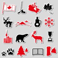 canada country theme symbols stickers set eps10 N2