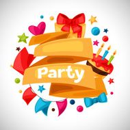 Carnival show and party greeting card with celebration objects N7