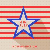Stylish blue star with text 4th July on red stripes