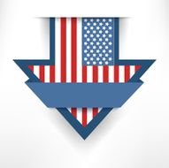 Holiday arrow american flag label hanging on the wall N2