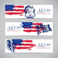 Banners of 4th July backgrounds with American flag Independence N4