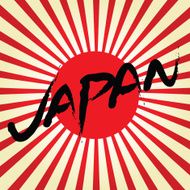 Rising Sun japan flag with Japan text