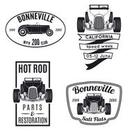 Vintage hot rod car icons and emblems