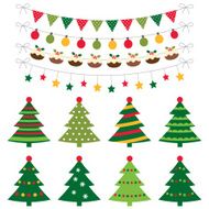 Christmas trees and decoration set