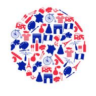 france country theme symbols and icons in circle eps10 N2
