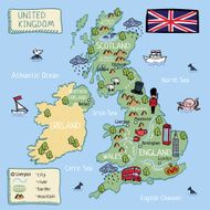Cartoon map of United Kingdom all objects isolated