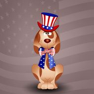 Funny dog with american clothes