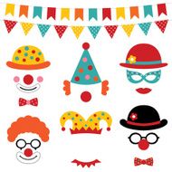 Circus and clown vector photo booth props