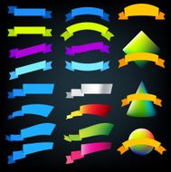 Set of bright colors ribbons and banners