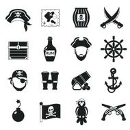 Pirate icons set black N2