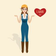Labor day people with engineer style worker