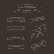 Set of curved ribbons thin line Lineart illustration