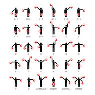 Semaphore flag signals alphabet and numbers