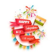 Happy independence day banner India Red ribbon with title Vector