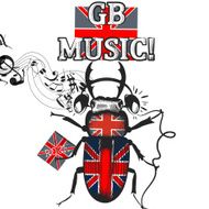 Flayer with beetle colored in British flag headphones symbol