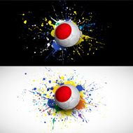 japan flag with soccer ball dash on colorful background