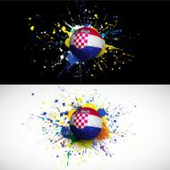 croatia flag with soccer ball dash on colorful background vector