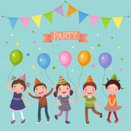 Kids holding colorful balloons at a party N2
