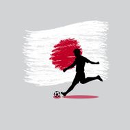 Soccer Player action with japan flag on background