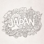Japan country hand lettering and doodles elements