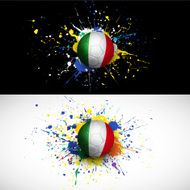 Italy flag with soccer ball dash on colorful background