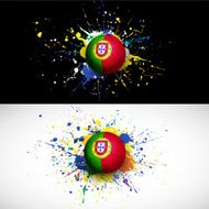 Portugal flag with soccer ball dash on colorful background