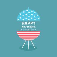 BBQ grill party invitation card Flat Happy independence day
