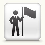 Square Button with Businessman &amp; Flag