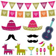 Mexican party vector decoration and photo booth props