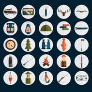 flat design icons of fishing and hunting theme N2