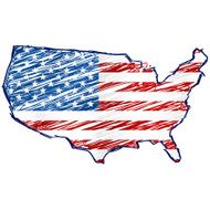 USA flag map on white background