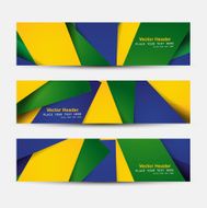 Beautiful Brazil flag three colors header set vector illustration