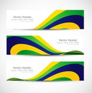 Header set brazil flag colors three colorful wave illustration vector