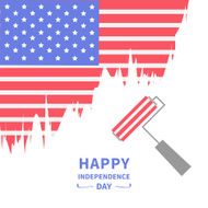 Paint roller flag Isolated Independence day 4th of July Flat