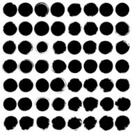 Set of Big black grunge silhouette circle on white background