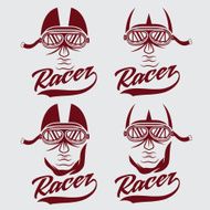 vintage illustration set of racer head