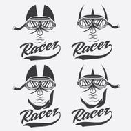vintage illustration set of racer head N2