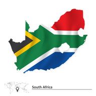 Map of South Africa with flag
